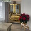 Exclusive glamor display cabinet, mirrored, high-gloss chest of drawers, high, wooden, mirrored gold display cabinet VENICE