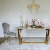 Glamor Dining Table Exclusive, Steel, Gold, brown Top 220 cm KENT OUTLET