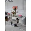 Ekskluzywny stół do jadalni, glamour, nowoczesny, designerski, biały blat marmurowy, srebrny ART DECO 220 cm OUTLET