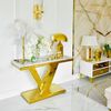 Gold console, modern, white marble top, glamour, LV COLLECTION
