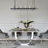 Ekskluzywny stół do jadalni, glamour, nowoczesny, designerski, biały blat marmurowy, srebrny ART DECO 220 cm OUTLET