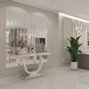 KONSOLA marmurowy biały blat srebrna  podstawa styl glamour