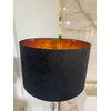 Round velor lampshade, black, gold, XXL cylinder