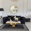 Black velvet quilted sofa, modern in a glamor style, for a golden living room MONTE CARLO