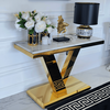 Gold console, modern, white marble top, glamour, LV COLLECTION