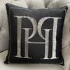 Poduszka 40x40 dekoracyjna, z logo PH, czarna, srebrna