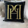 Cushion 40x40 with the PH logo, black, gold, decorative, square