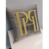 PH pillow 40x40 with a gray logo in a velor fabric with gold embroidery