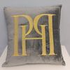 PH pillow 40x40 with a gray logo in a velor fabric with gold embroidery