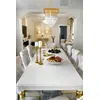 High gloss glamorous table, elegant white high gloss, light gold QUEEN