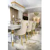 High gloss glamorous table, elegant white high gloss, light gold QUEEN