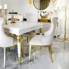 High gloss glamorous table, elegant white high gloss, light gold QUEEN