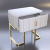 Modern glamor bedside table, beige, gold, side table with drawer AMORE