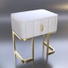 Modern glamor bedside table, beige, gold, side table with drawer AMORE