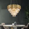 Glamor hanging chandelier, exclusive crystal lamp, round, gold ROYAL