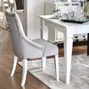 Krzesło szare glamour z pikowanym oparciem, klasyczne, do jadalni, z kołatką, nowojorskie, nowoczesne, srebrne PRINCE II