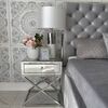 A glamor upholstered quilted bed modern New York style gray SPECTRE