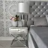 A glamor upholstered quilted bed modern New York style gray SPECTRE