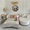 Modern glamor corner sofa, for the living room, rounded, convertible, beige, comfortable corner boucle PARIS