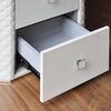Set of two glamour bedside tables, stylish with eco-leather, white silver bedside tables with drawers HERMITAGE OUTLET