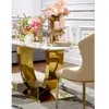Glamour dining room table gold steel white top ART DECO OUTLET
