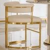 Designer glamor chair, gold, boucle, for the dining room, modern, half-round, for the dressing table, steel MARCO