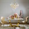 Stół glamour złoty ekskluzywny do jadalni, nowoczesny, designerski, biały blat marmurowy, złoty ART DECO
