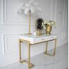 Glamor console, dressing table for the bedroom, for the dressing room, modern, beige, with a drawer, with a gold mirror AMORE