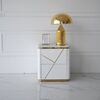 Glamor bedside table lacquered high gloss white gold for the bedroom AVENUE
