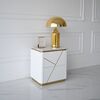 Glamor bedside table lacquered high gloss white gold for the bedroom AVENUE
