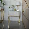 Modern glamor bedside table, beige, gold, side table with drawer AMORE