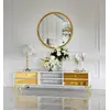 Exclusive TV chest of drawers, with mirrors, wooden, white, black, glamor, lacquered, silver VENICE