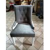 Classic glamor chair for the dining room, with knocker, wooden, upholstered, glamorous, quilted, white leg TIFFANY OUTLET