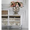 Luxurious bedside table, lacquered wooden side table, with mirror, silver VENICE