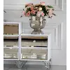 Luxurious bedside table, lacquered wooden side table, with mirror, silver VENICE