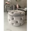 Round pouffe, for the bedroom, dressing table, upholstered, quilted, Paula glamor pouf
