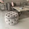 Round pouffe, for the bedroom, dressing table, upholstered, quilted, Paula glamor pouf