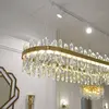 Crystal chandelier, glamor, gold, oblong, designer, exclusive in a modern style, pendant lamp above the table BULGARI L 100cm