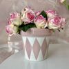 Pink ceramic flower pot with rhombuses, 16 cm