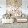 Exclusive glamor corner sofa, modern, upholstered, gold, beige, right-hand corner sofa EMPORIO OUTLET