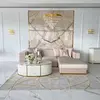 Exclusive glamor corner sofa, modern, upholstered, gold, beige, right-hand corner sofa EMPORIO OUTLET