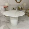 Glamor dining table, art deco, wooden, lacquered, designer, white OVALE 110 cm
