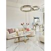 Crystal chandelier, ring, gold, modern glamor pendant lamp for the living room, adjustable ECLIPSE