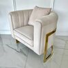 Fotel glamour nowoczesny stylowy designerski do salonu i jadalni złoty beż BENT