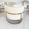 Modern, stylish, designer glamor armchair for the living room and dining room, beige and gold boucle BENT