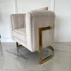 Fotel glamour nowoczesny stylowy designerski do salonu i jadalni złoty beż BENT