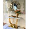 Konsola glamour w stylu nowoczesnym, z białym marmurowym blatem, złota ART DECO OUTLET