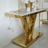 Gold console, modern, white marble top, glamour, LV COLLECTION