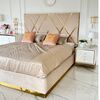 Upholstered glamor bed, modern, with a gold slat, beige 180x200cm IMPERIAL