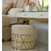 Round beige gold pouffe with DIAMOND patterns